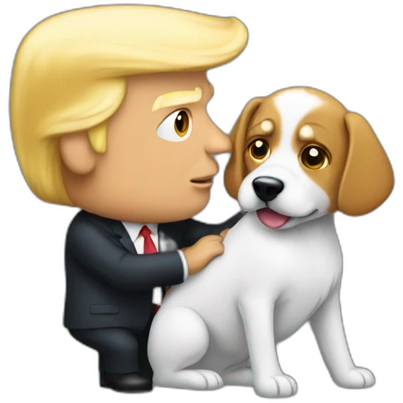 trump kissing a dog emoji