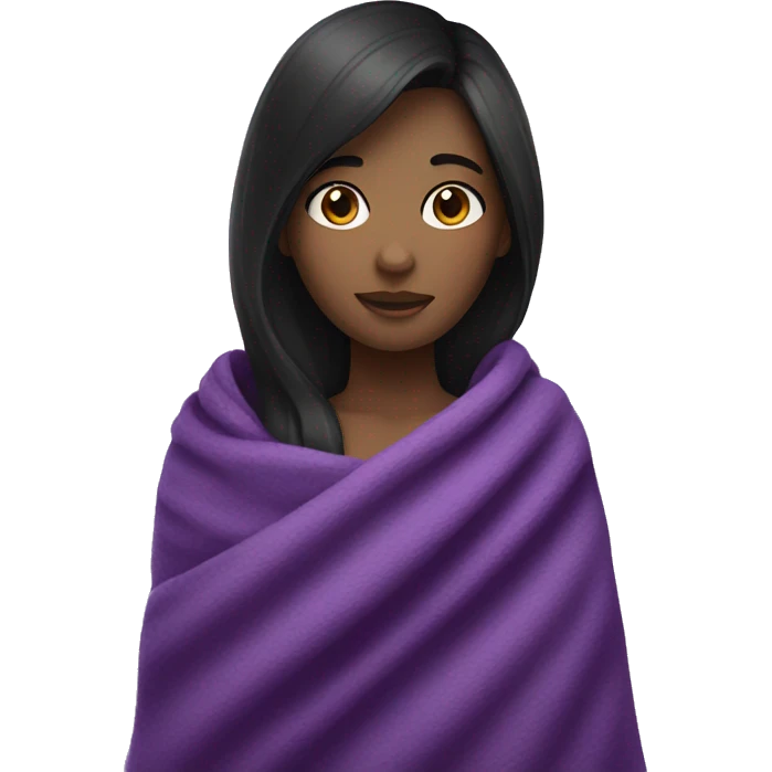 dark haired girl with purple blanket around her shoulders  emoji