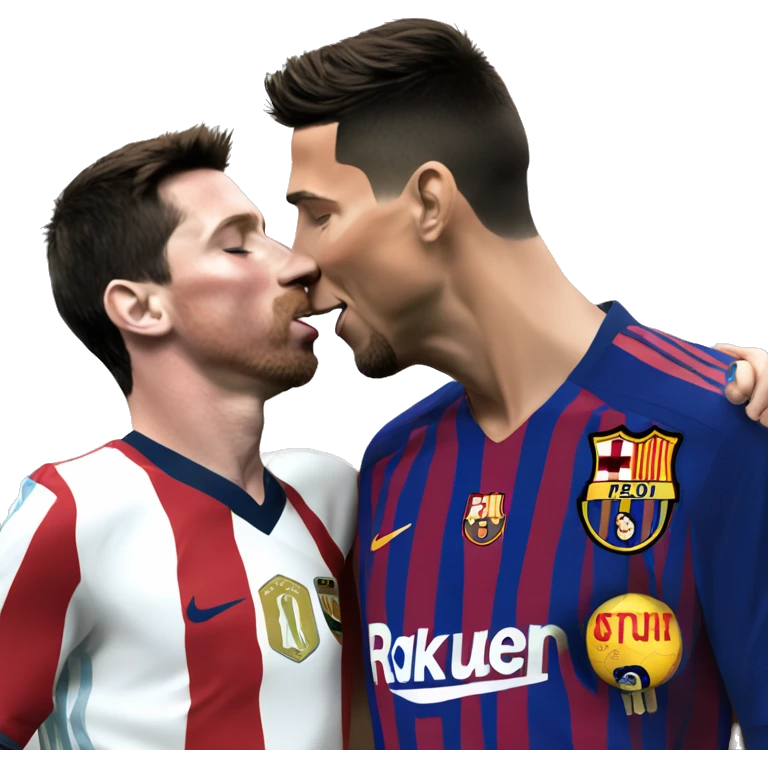 Ronaldo kissing messi emoji