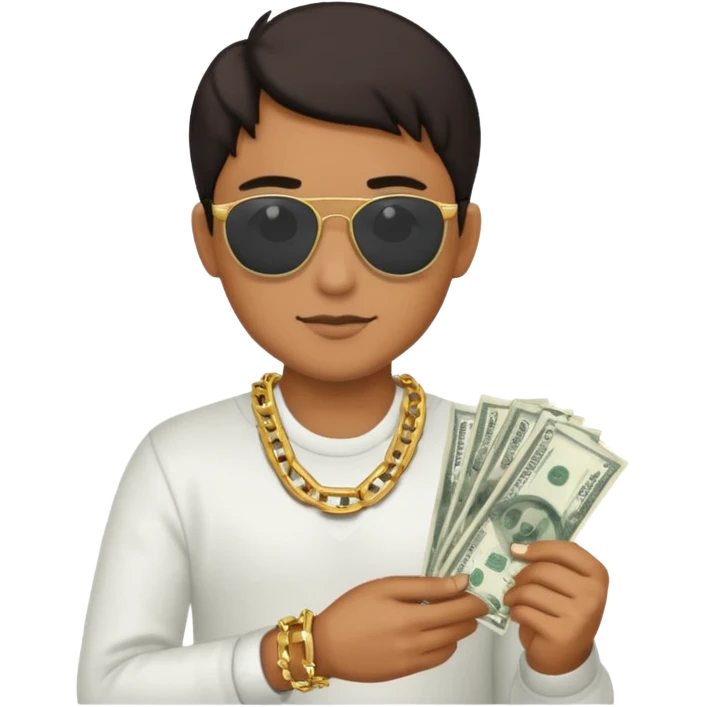Knight helmet gold chain dark glasses money emoji
