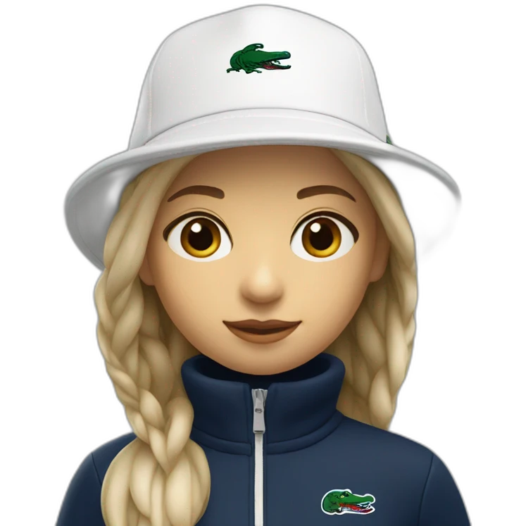 Lacoste bag girl with black lacoste hat emoji