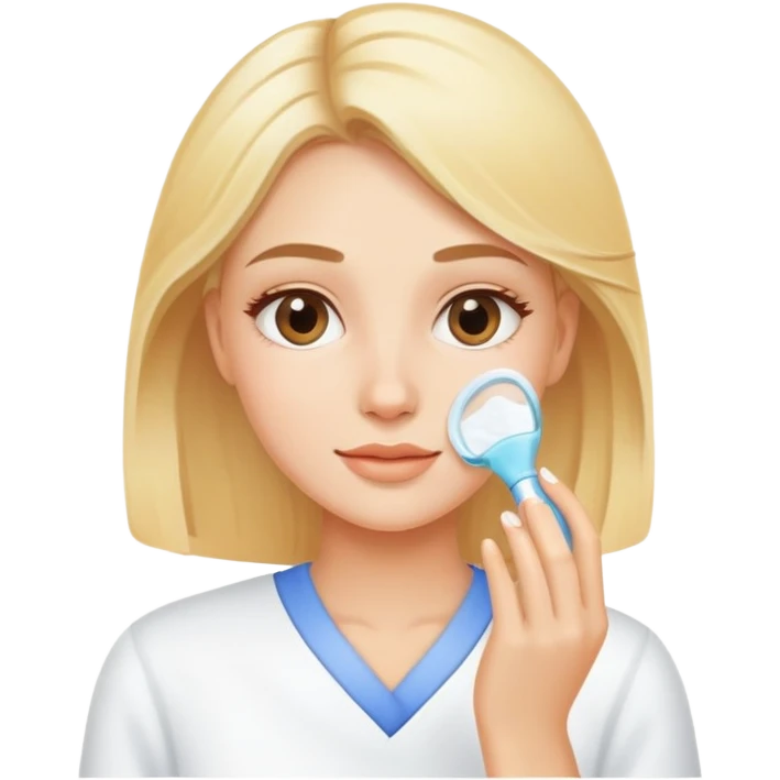 Blonde girl doing skin care emoji