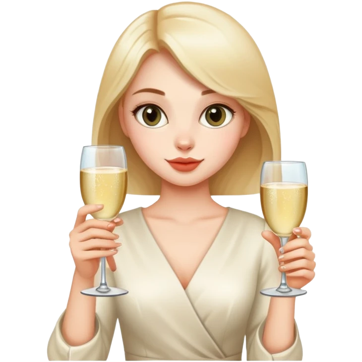 Beautiful girl holding a kitten in one hand and a glass of champagne in the other emoji