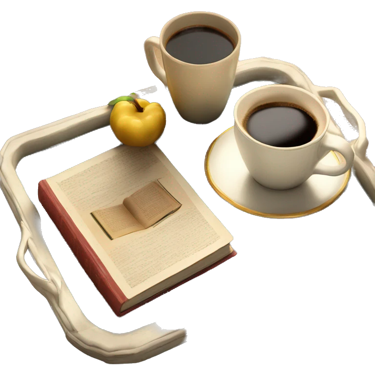 vintage tray with book and coffee on it emoji