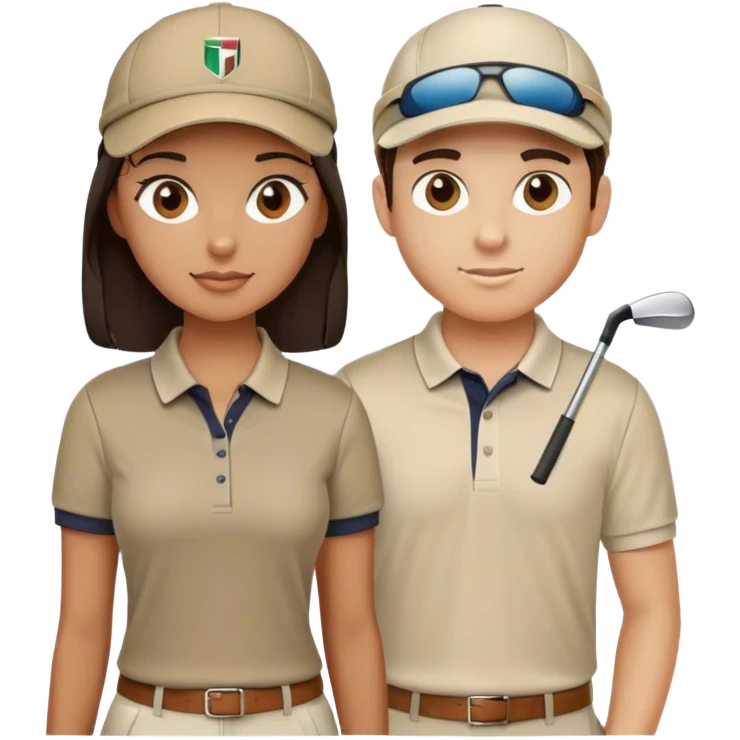 Golfer friends , dark hair, left girl right boy emoji