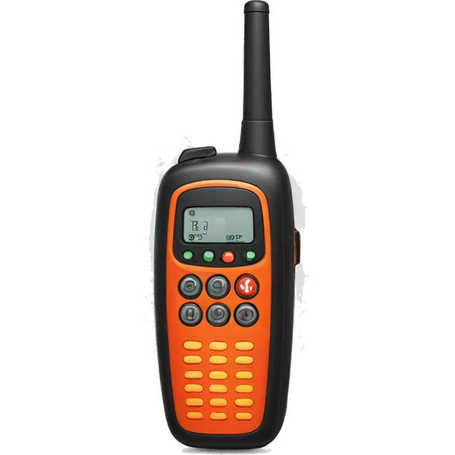 black walkie talkie with red-orange button on side emoji