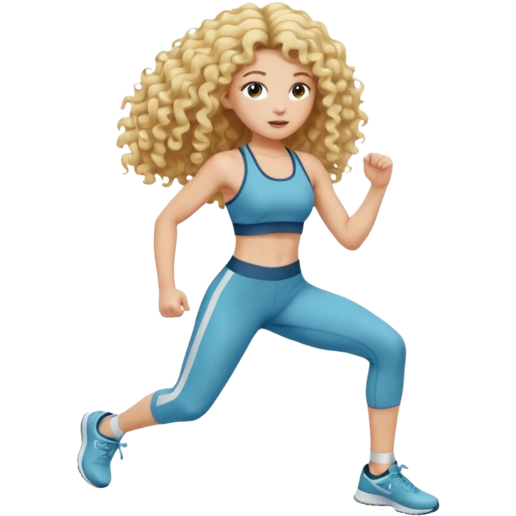 long hair curly blond haired girl DOING EXERCISE emoji