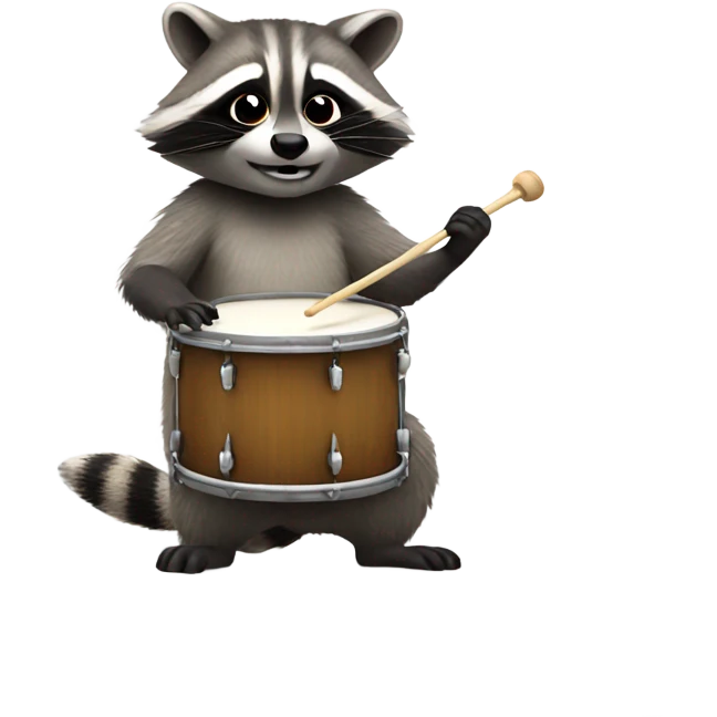Raccoon playing drums emoji
