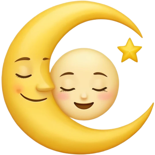A crescent moon with a sleepy, peaceful face emoji