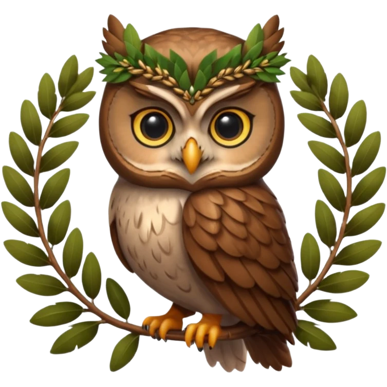 owl sitting in laurel wreath emoji