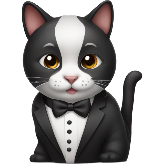 Cat mixed with a panda wearing a tuxedo  emoji