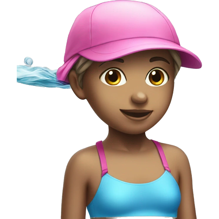 little girl swimmingwith pink cap  emoji