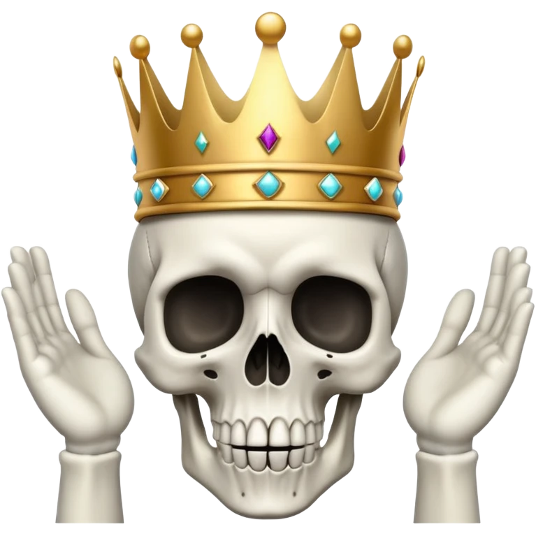 shocked skull with crown, hands raised to head in disbelief emoji