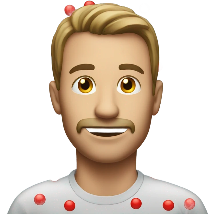Man with alot of small red balls in his mouth  emoji
