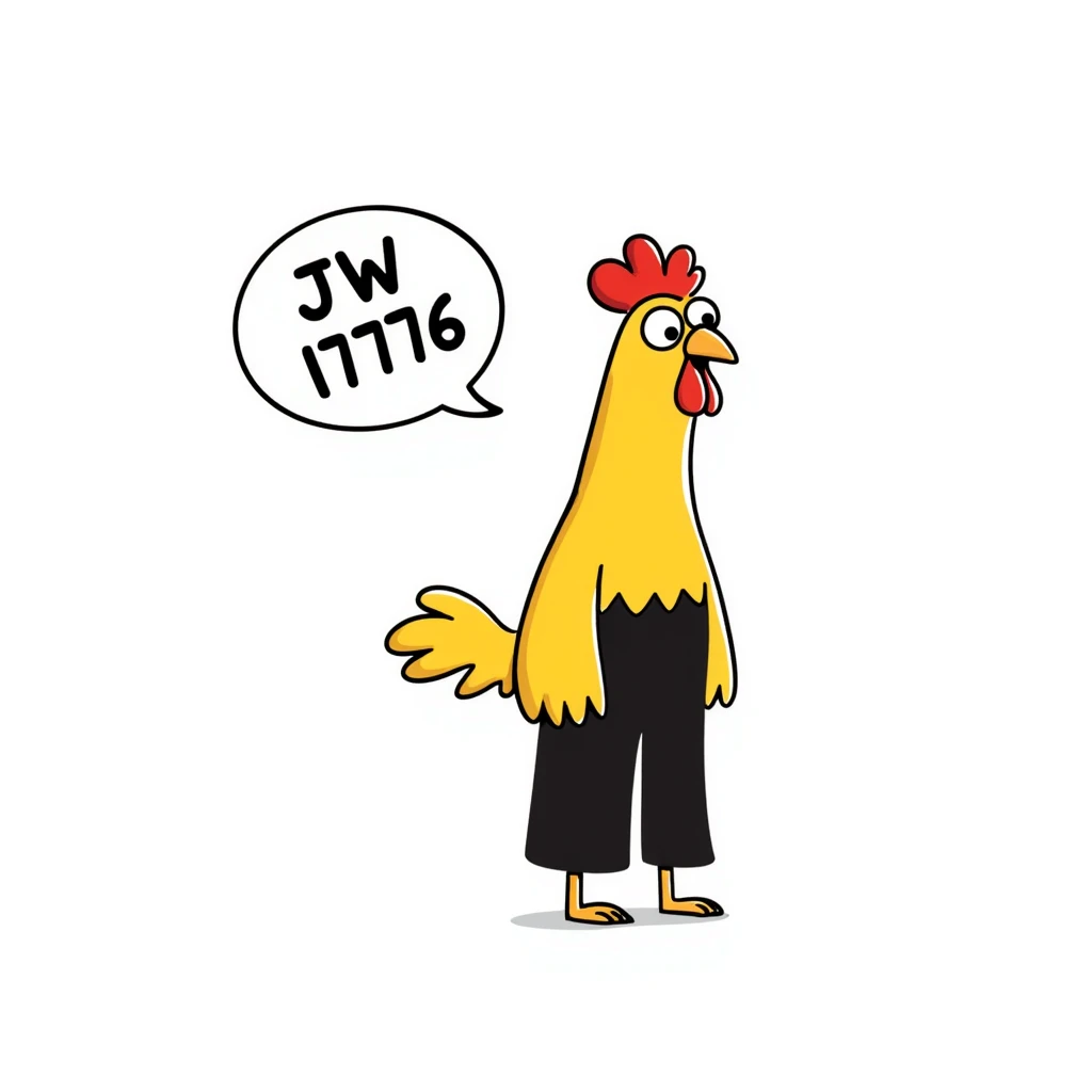 shouting yellow long neck chicken with the words 'JW 1776' in a speech bubble emoji