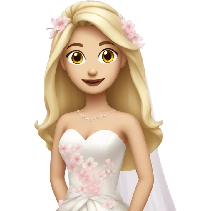 Beautiful finish blonde girl with sakura wedding dress emoji