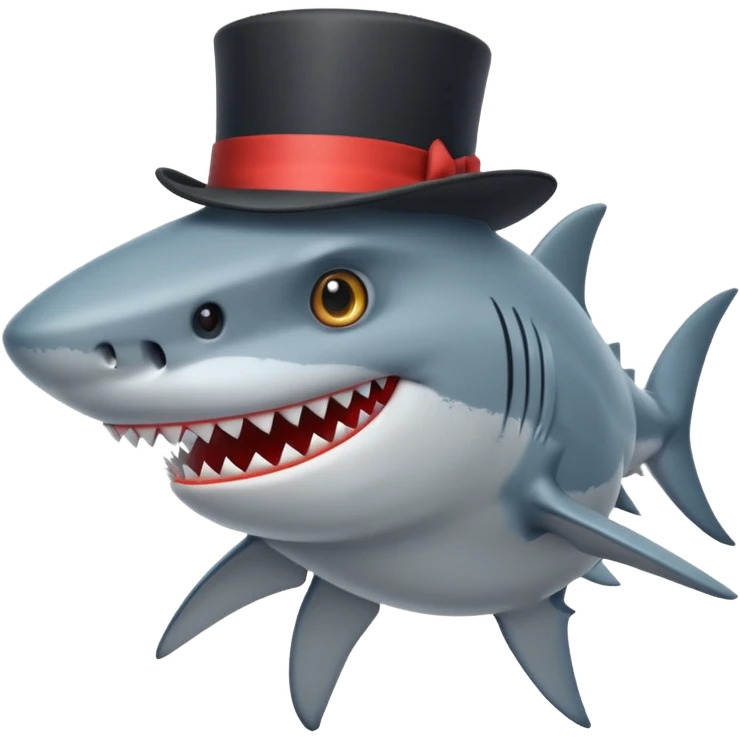 Shark with a top hat emoji