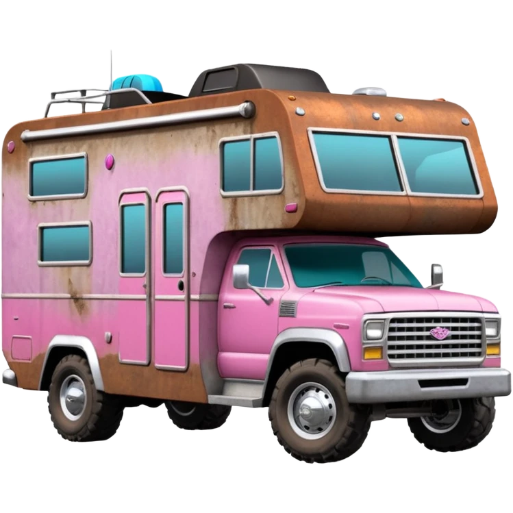 Aerodynamic racing Streamlined retro dilapidated hillbilly-Barbie Vader styled motor home rv off-roading rock-climbing 4x4 desert Winnebago party monster truck  emoji