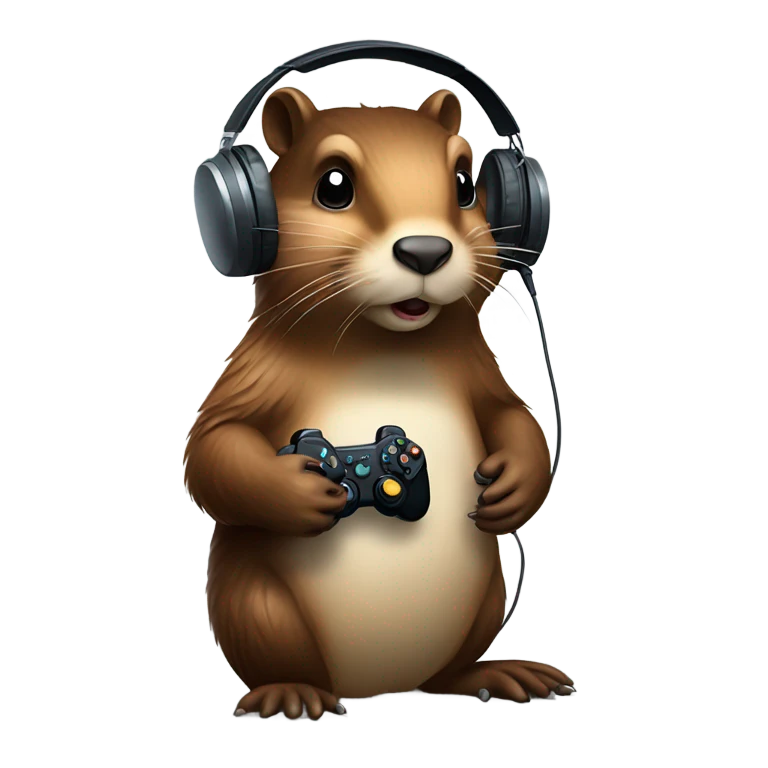 Beaver playing video games emoji