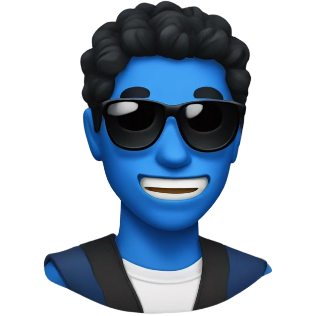 Blue demon with black hair and sunglasses  emoji