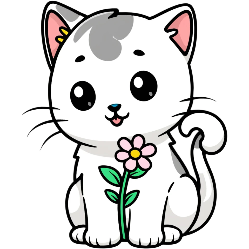 Kitten smells flowers emoji