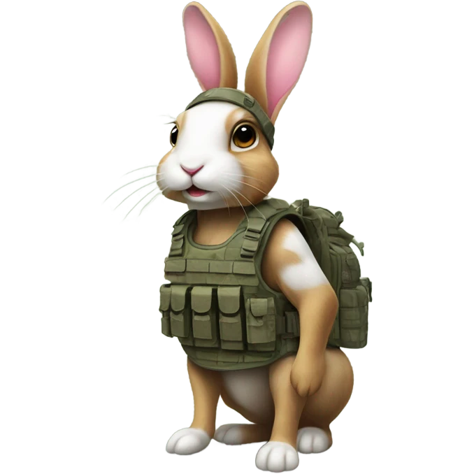 bunny rabbit with army gear emoji