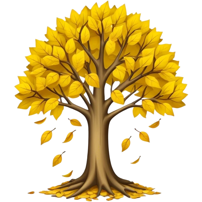 tree with poor low  leaves releasing  old yellow leaves  emoji