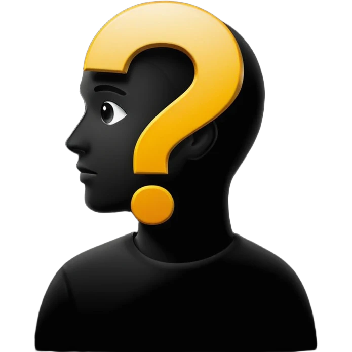 silhouette of a man with a question mark emoji