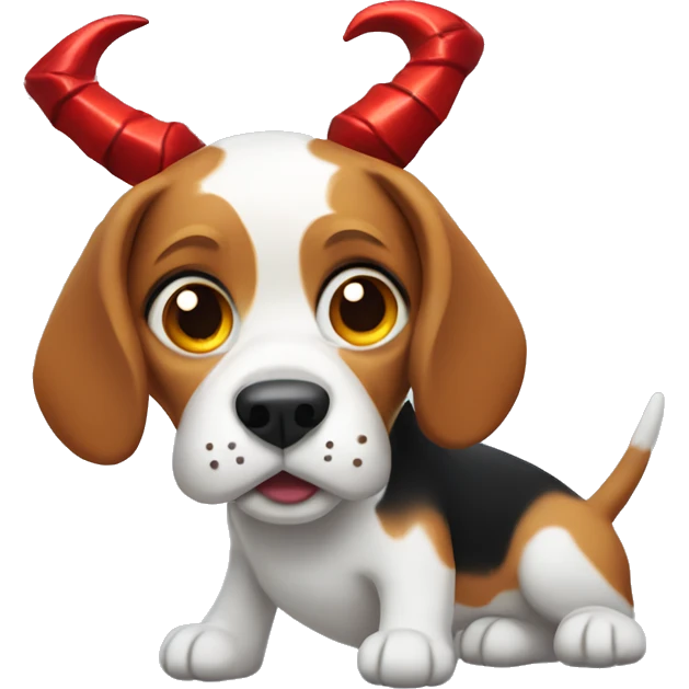 Beagle dog with devil horns emoji