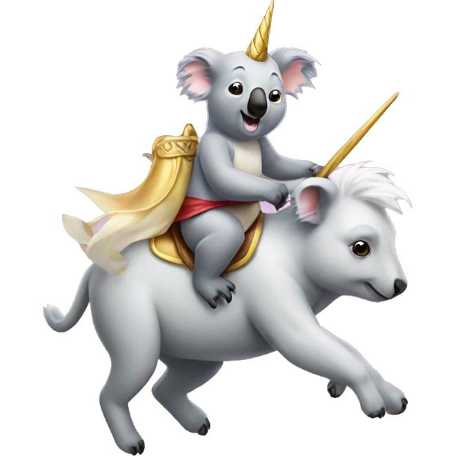 Koala riding a unicorn emoji