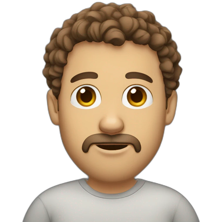 head and shoulder of teacher, short very curly brown hair, big broken nose, and goatee emoji