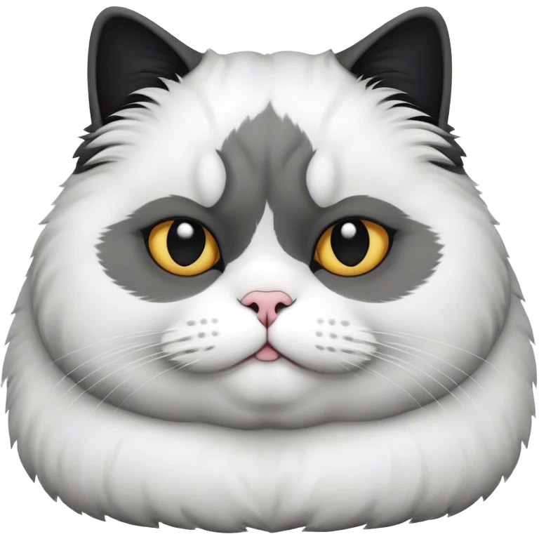 A obese cat that has black and white on it  emoji