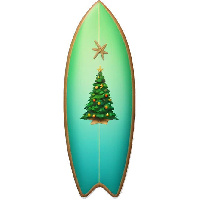 A surfboard with a Christmas tree on it  emoji