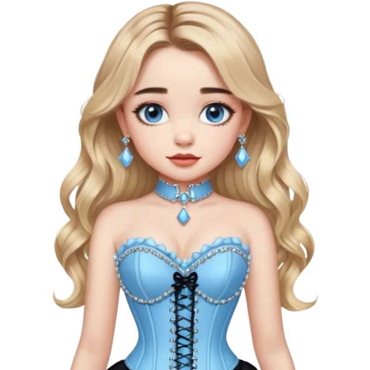 sabrina carpenter's 2025 grammy baby blue corset with rhinestone jewelry   emoji