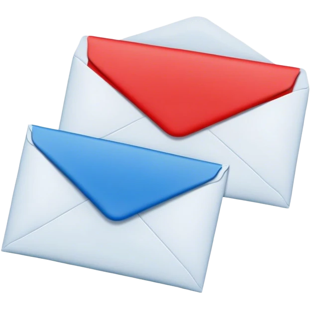 two square separate envelopes red and blue emoji