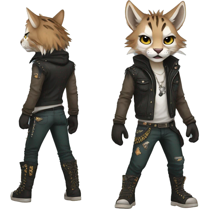 Anthro Punk Bobcat Full body emoji