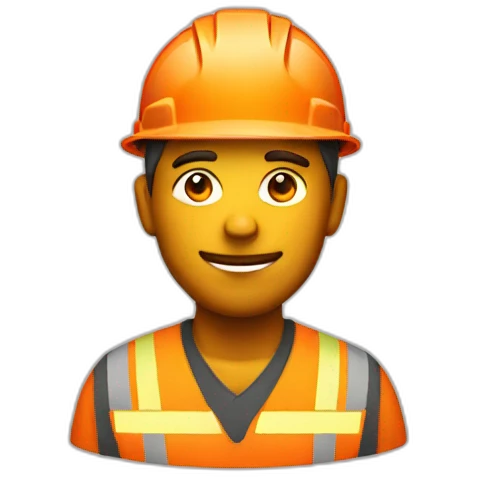construction worker with orange construction icon on his hat emoji