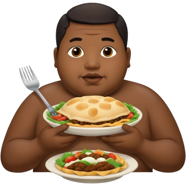 A chubby black Guatemalan man eating food emoji
