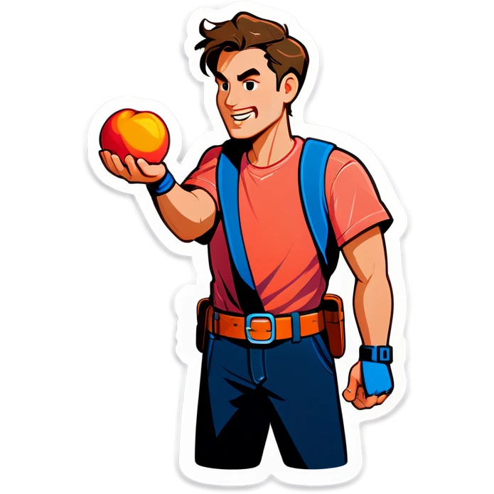 A man hitting a peach with a belt emoji