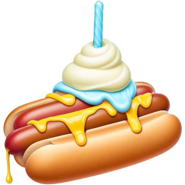 Melting neon ice cream hot dog  emoji