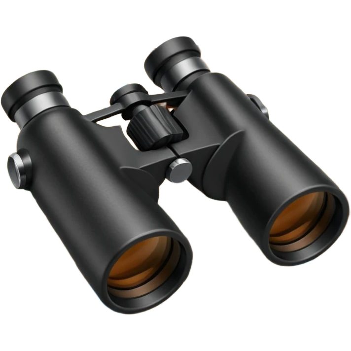 Black binoculars with leather strap on map emoji