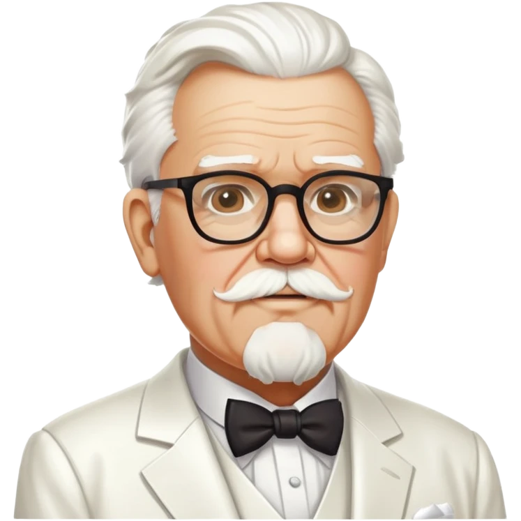 Colonel Sanders, old white man with square glasses, white goatee beard, white suit, KFC founder emoji