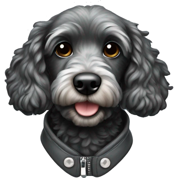 Black cockerpoo wearing a jacket emoji