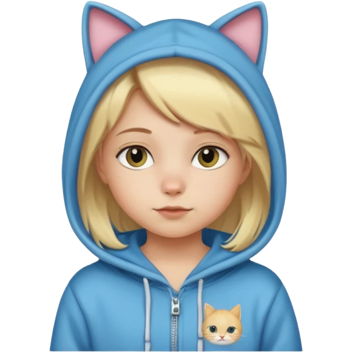 blonde girl kid in cat hoodie costume emoji