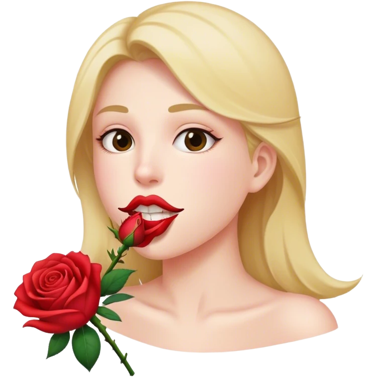 rose in mouth emoji