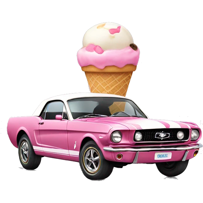 Ford mustang with ice cream on the top of it  emoji