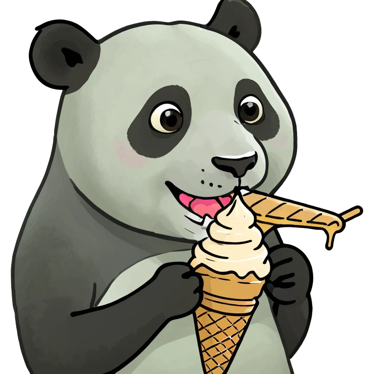 Panda eating ice cream emoji