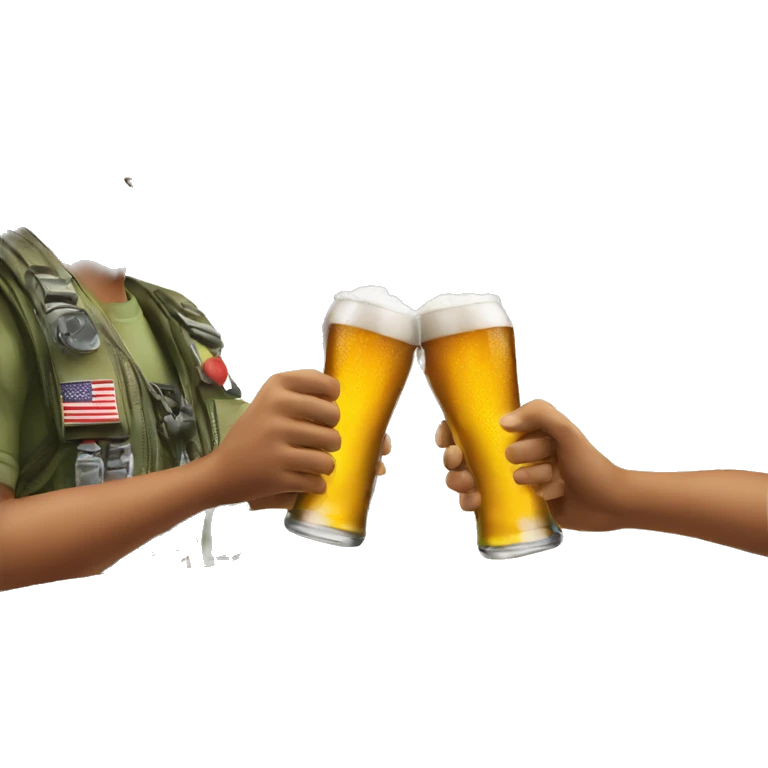 Two guys drinking beer on fighter jet emoji