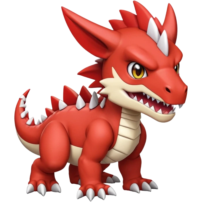 Cute Baby Chibi Digimon-Guilmon-Tyrantrum-Tyrunt-hybrid (full body) emoji