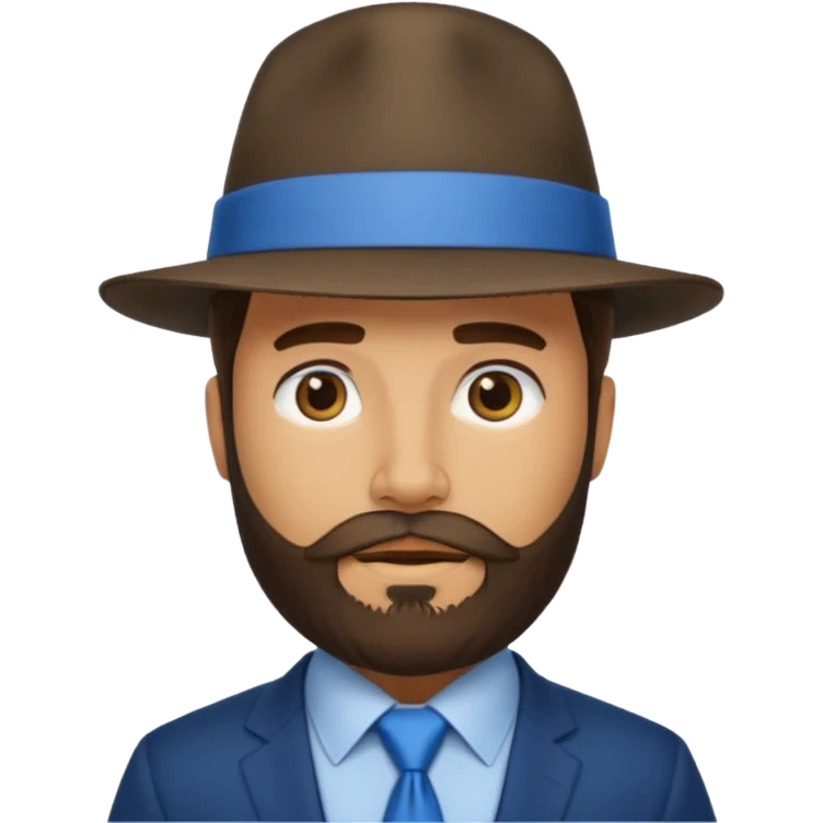 bearded man wearing hat and blue tie emoji